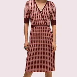 Kate Spade Dress Plaid Faux Wrap Knit Dress